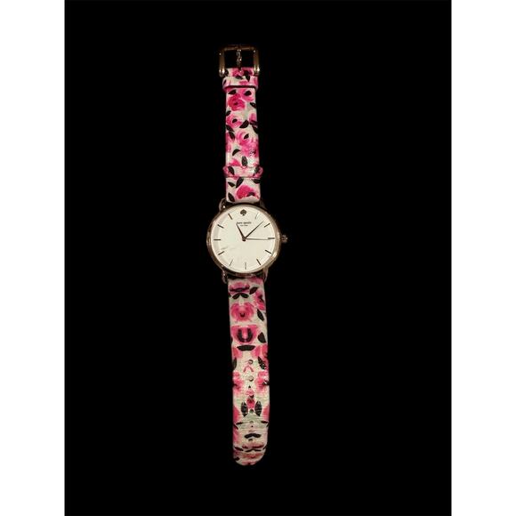 Kate Spade New York Metro Watch Floral Rose Band Pink and Gold Tones main image 5